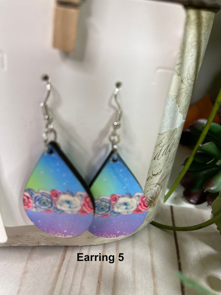 Full Color Teardrop Earrings, Permanent Sublimation Printing on Both Sides, MDF Lightweight Earrings, Gift For Mom, Gift For Girlfriend
