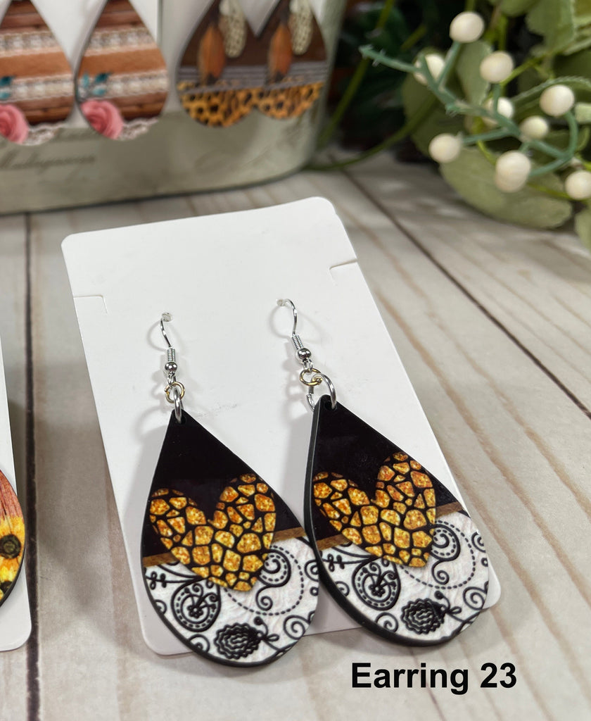 Sublimation Earrings, pointed teardrop, 1.5 inch - 1 sided SE5