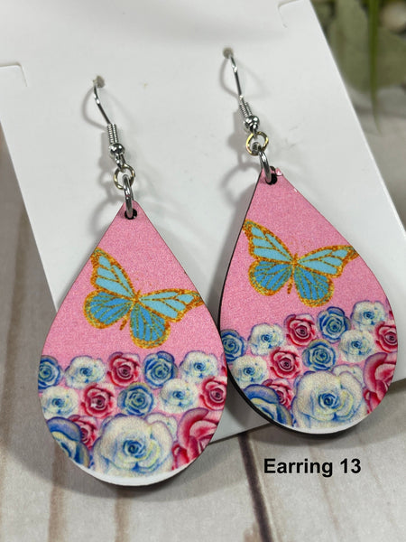 Full Color Teardrop Earrings, Permanent Sublimation Printing on Both Sides, MDF Lightweight Earrings, Gift For Mom, Gift For Girlfriend