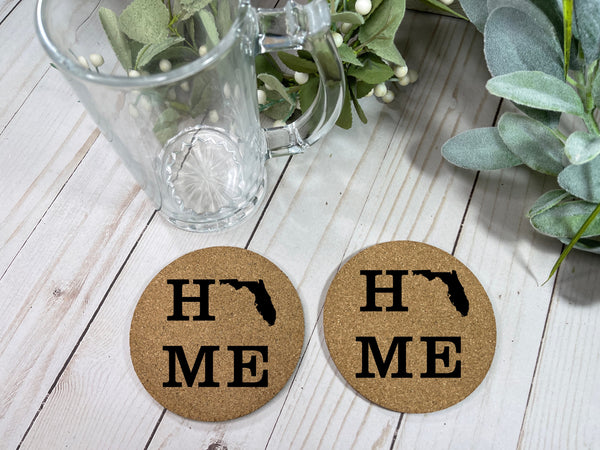Home State Coasters, State Coaster, Laser Engraved Cork Coasters, Wedding Gift, Housewarming Gift, Closing Gift, My Home State Coaster Set