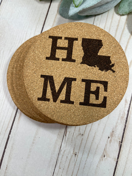 Home State Coasters, State Coaster, Laser Engraved Cork Coasters, Wedding Gift, Housewarming Gift, Closing Gift, My Home State Coaster Set
