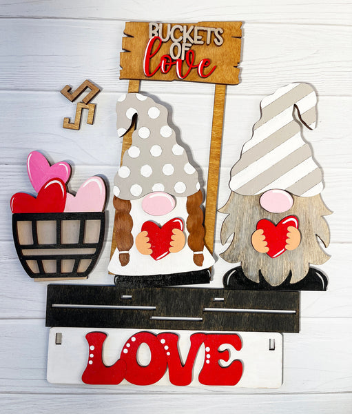 Love Gnomes, Valentines Day Shelf Sitter, Happy Valentines Day, Wood Wagon, Raised Shelf, Wood Crate, Mantel Decor, Shelf Sitter, Home Decor