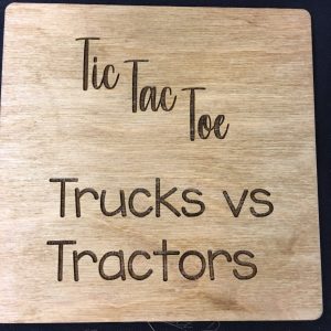 Handcrafted Wood Farm Tic Tac Toe Game - Trucks VS Tractors - Classic Board Game - Kids of All Ages - Made In Texas - 6" X 6" With Lid