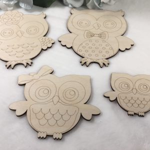 Family of Owls Cutouts, Daddy Owl, Mama Owl, Son Boy, Daughter Girl, Craft Projects, Unfinished Wood Cut Outs Cutouts, DIY, Paint Your Self
