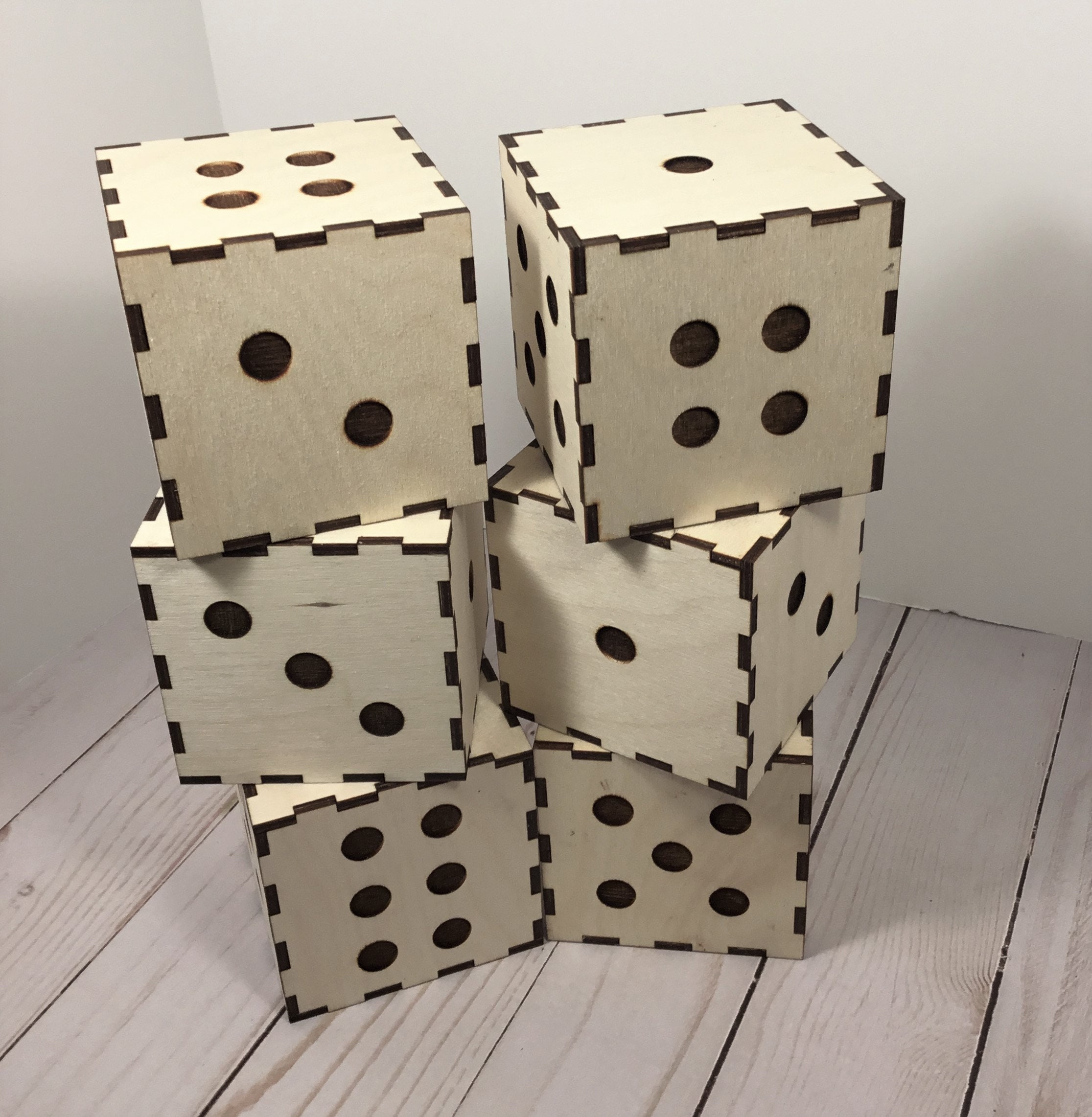 Big Dice Game - SIX 3" X 3" Birch Dice - Yardzee, Farkle, Yahtzee. Family group activity, reunion, campground. Indoor or outdoors - Image 6