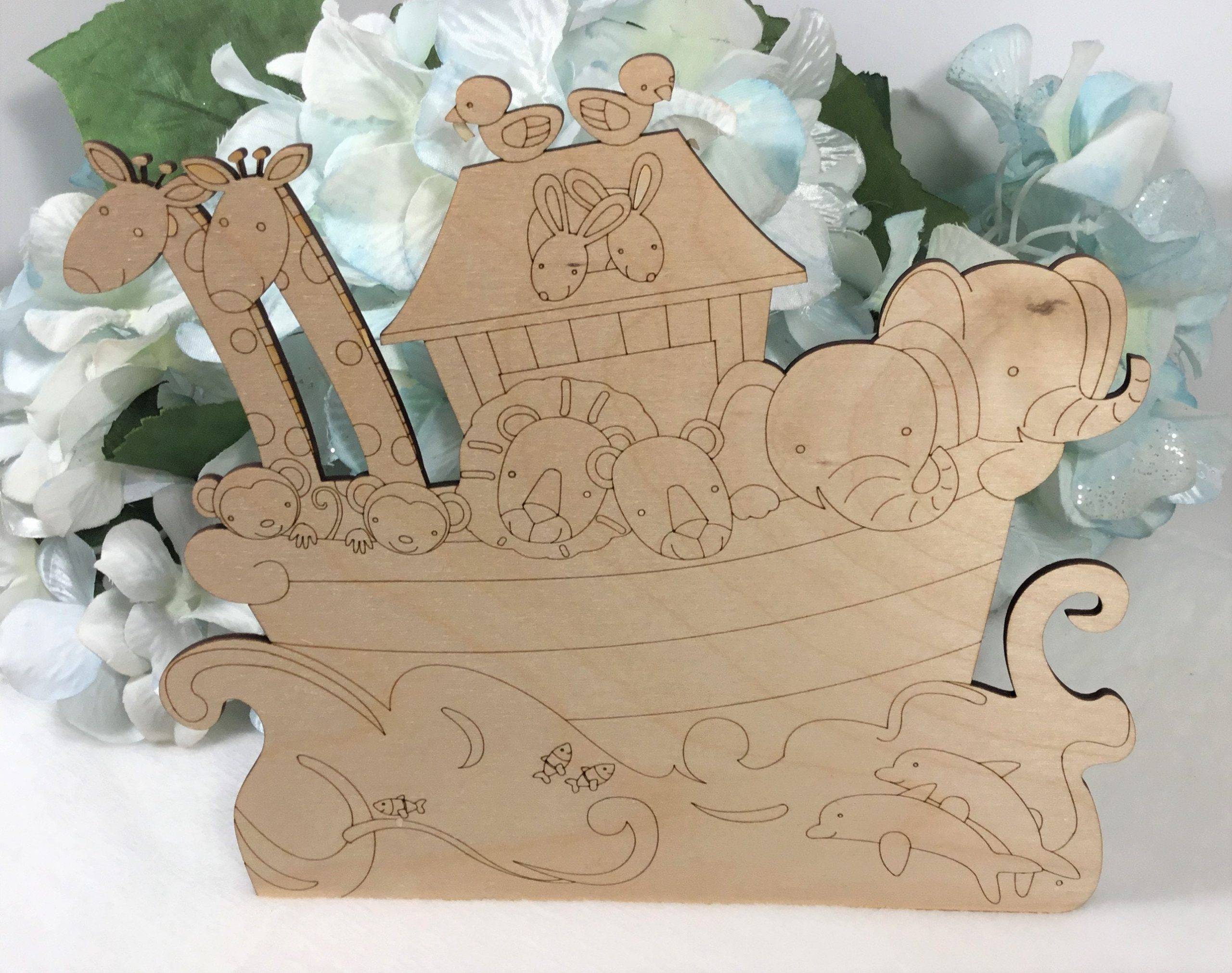Noah's Ark Wood Cutouts, Craft Projects, Babies Cut Outs, Nursery Shower Gift, DIY, Paint Yourself, Unfinished Wood Cutout - Image 6