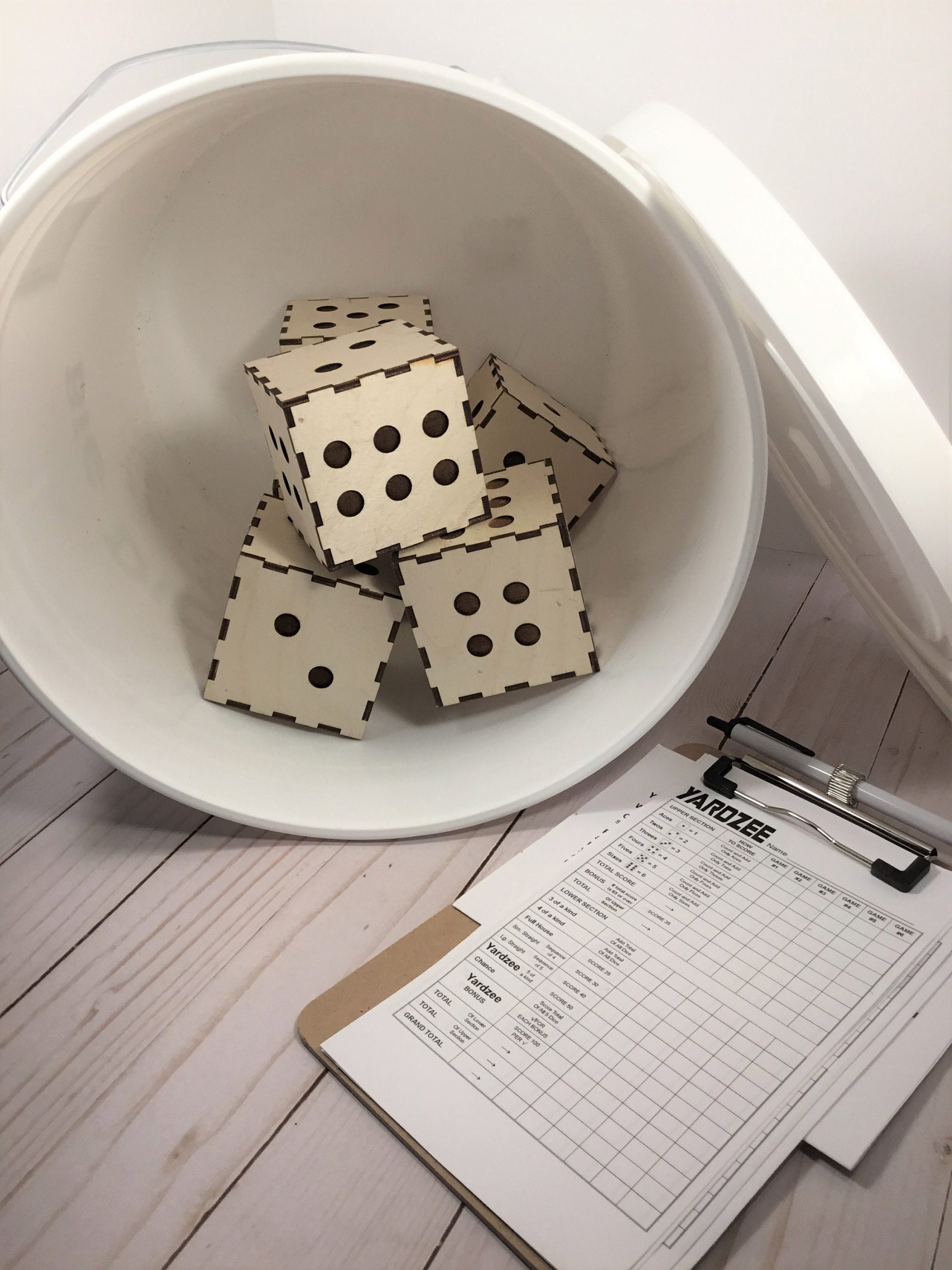 Big Dice Game - SIX 3" X 3" Birch Dice - Yardzee, Farkle, Yahtzee. Family group activity, reunion, campground. Indoor or outdoors - Image 5
