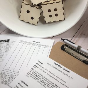 Big Dice Game - SIX 3" X 3" Birch Dice - Yardzee, Farkle, Yahtzee. Family group activity, reunion, campground. Indoor or outdoors