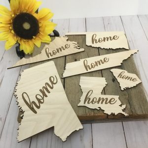 HOME State Sign Wood Cutout, Wall Decor, Wooden State Cutout, Wood State Sign, USA, Farmhouse Sign, Wall Art, Home Gift, Hometown