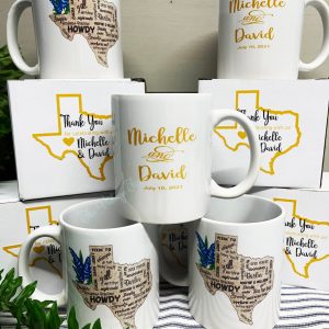 Custom Ceramic Mugs W/Individual Box & Sticker - 11 Ounce Coffee Cup - Promote Your Business, Weddings, Parties, Retirements, Family Reunion