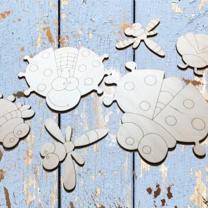 Comical Cute Fun INSECTS Wood Cutouts - Lady Bug Dragonfly - Craft Projects, Unfinished Cut Outs, Kids Room Nursery, DIY Paint Your Self