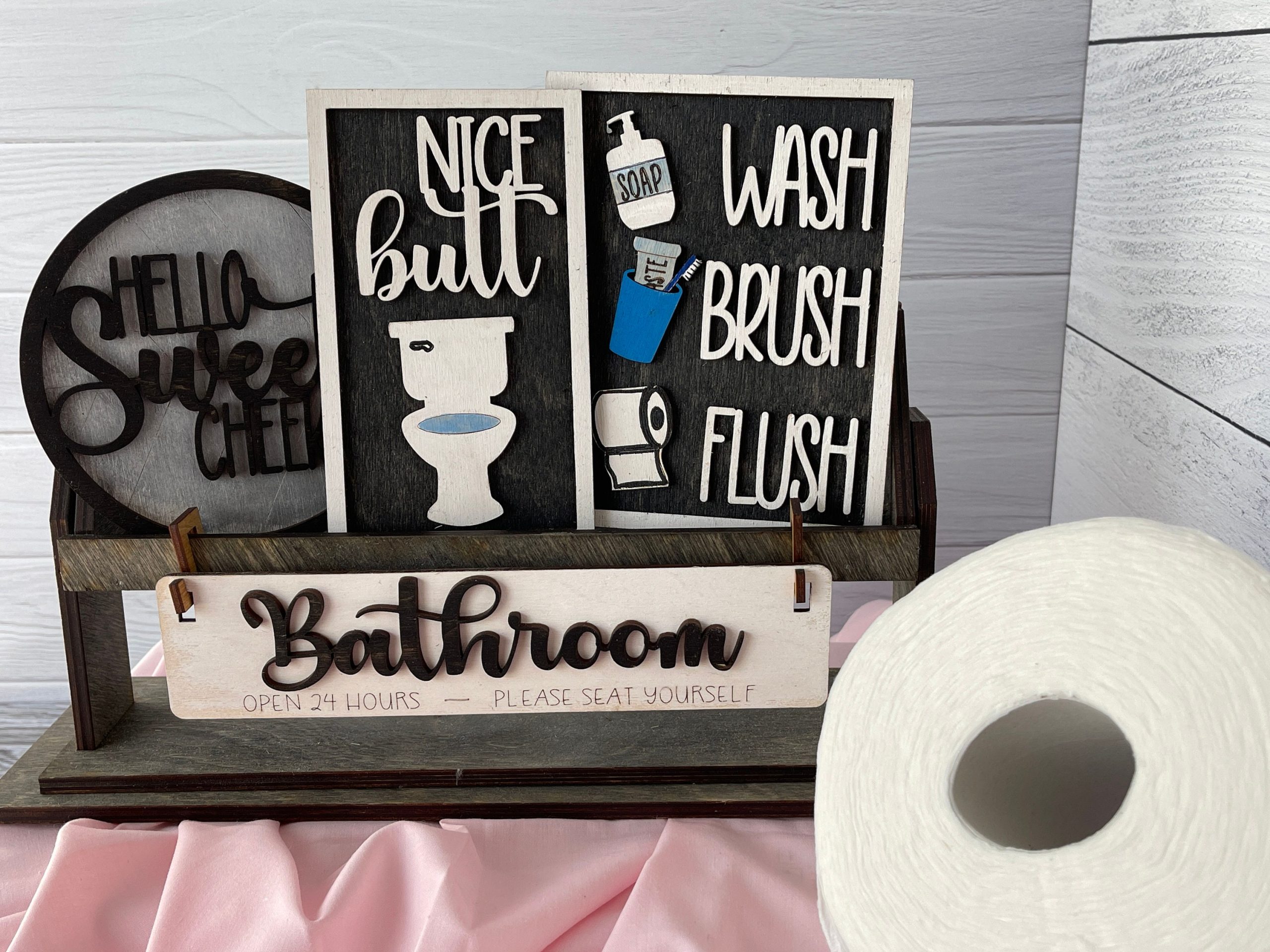 Bathroom, Wood Wagon, Interchangeable Shelf Sitter, Mantel Decor, Wood Home Decor, Farmhouse Decor, Interchangeable Wagon, Bathroom Decor - Image 5