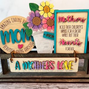 A Mother's Love, Wood Wagon, Interchangeable Shelf Sitter, Mantel Decor, Wood Home Decor, Gift For Mom, Interchangeable Wagon, Mother's Day