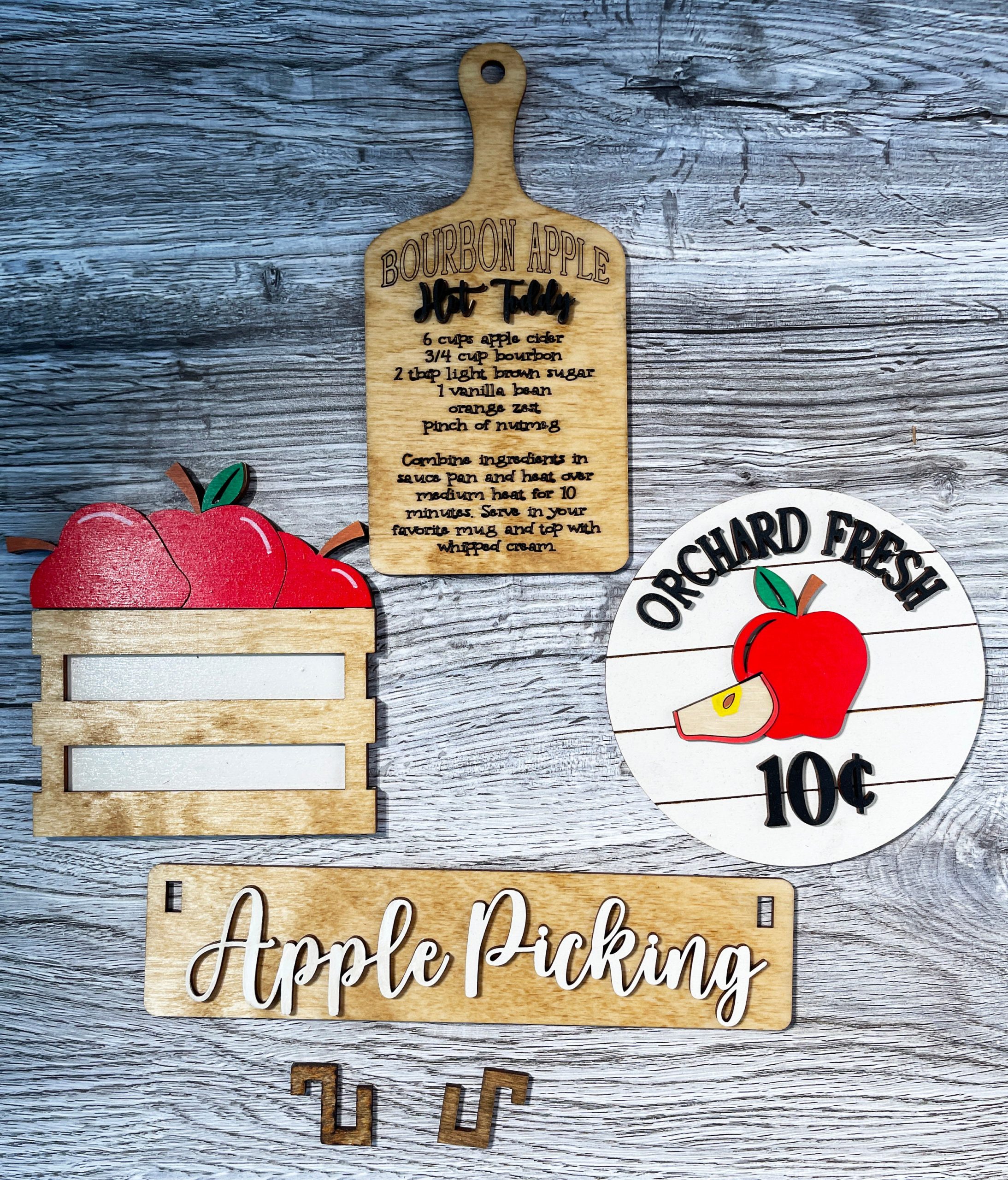Apple Picking Shelf Sitter, Wood Wagon, Raised Shelf, Wood Crate, Mantel Decor, Tiered Tray Inserts, Apple Decor, Home Decor - Image 7