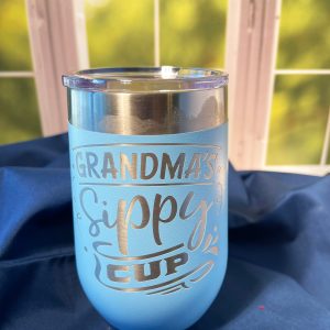 Grandma's Sippy Cup, Funny Engraved Wine Tumbler, Humorous Drinkware, Insulated Stemless Drinkware, Gift For Grandma, Grandma's Tumbler