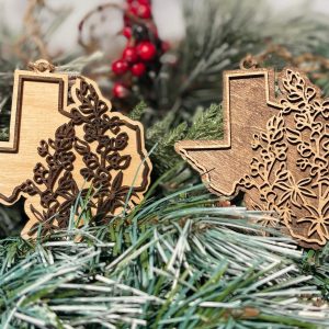 Texas & Bluebonnets Ornament, Texas Car Charm, Texas Souvenir, Texas Gift, Texas Ornament, Texas Bluebonnets, Gift for Texan, Made In Texas
