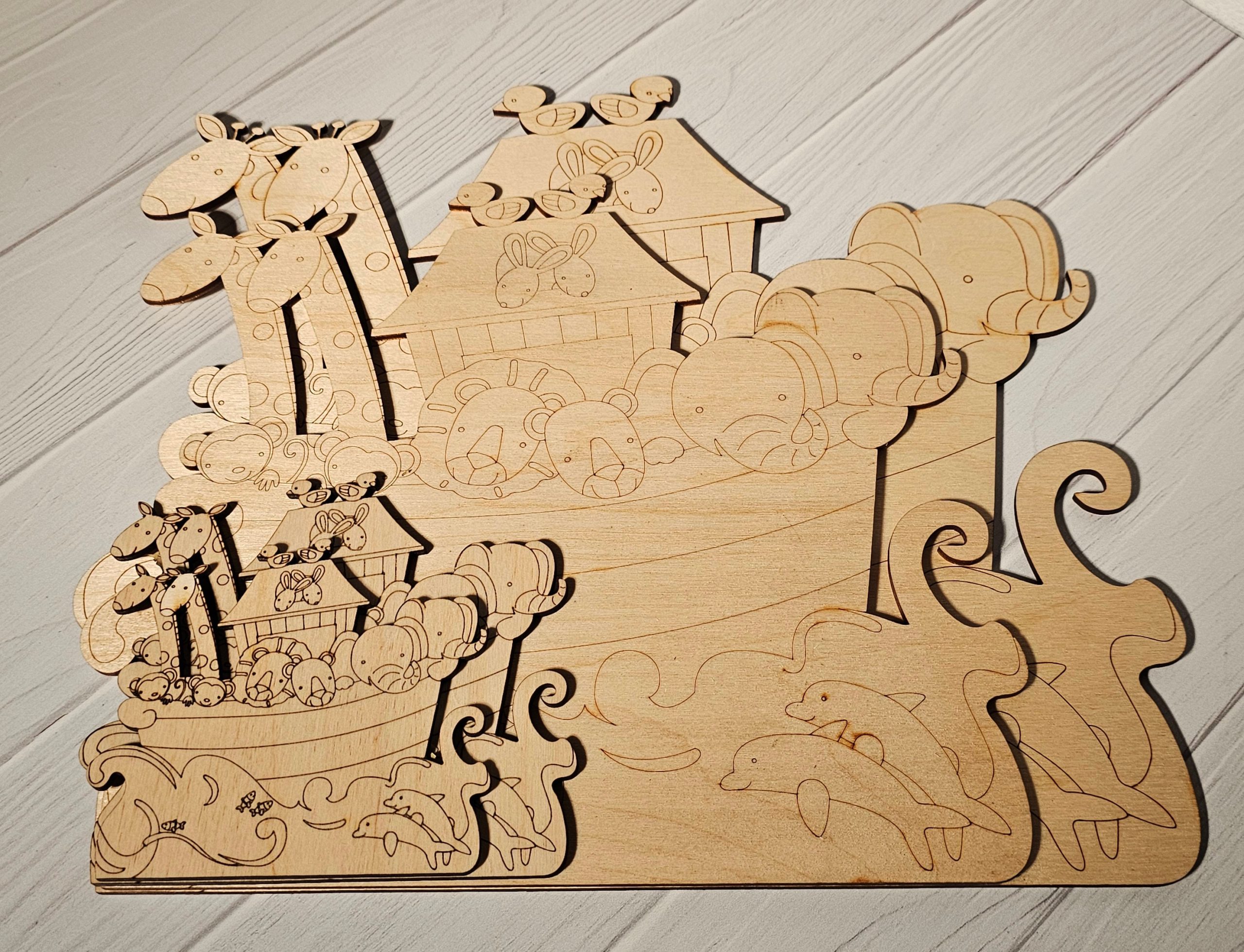 Noah's Ark Wood Cutouts, Craft Projects, Babies Cut Outs, Nursery Shower Gift, DIY, Paint Yourself, Unfinished Wood Cutout - Image 4