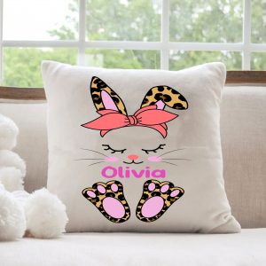 Personalized Easter Pillow For Kids, Custom Pillow, Bunny Pillow, Nursery Decor, Baby Shower Gift, Kids' Bedroom Decor, Gift For Easter