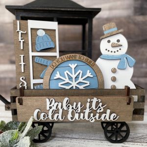 Baby it's Cold Outside Interchangeable Shelf Sitter, Wood Wagon, Raised Shelf, Wood Crate, Mantel Decor, Shelf Sitter, Winter Decor,