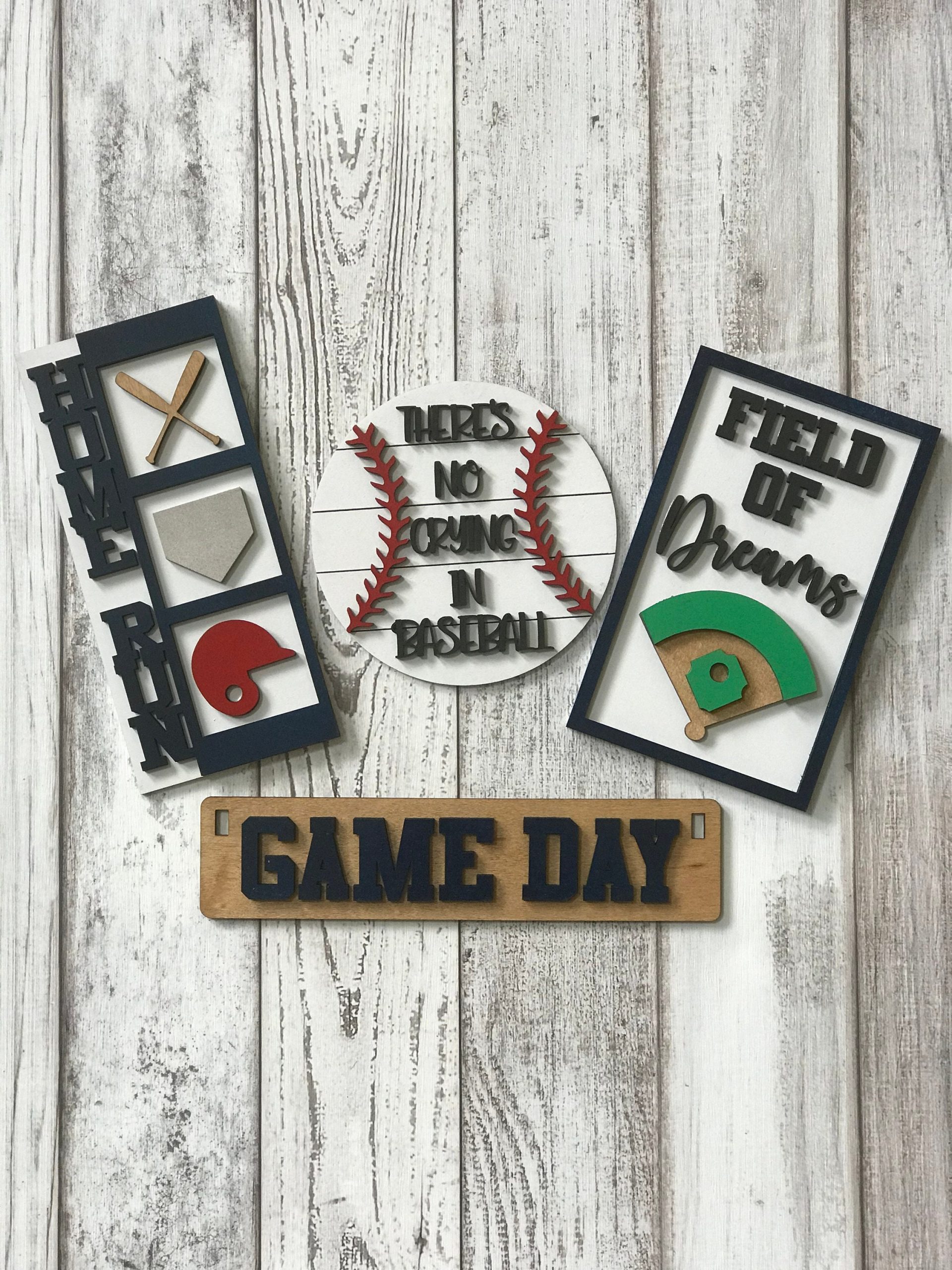 Game Day - Baseball Interchangeable Shelf Sitter, Wood Wagon, Raised Shelf, Wood Crate, Mantel Decor, Shelf Sitter, Athlete Decor - Baseball - Image 2