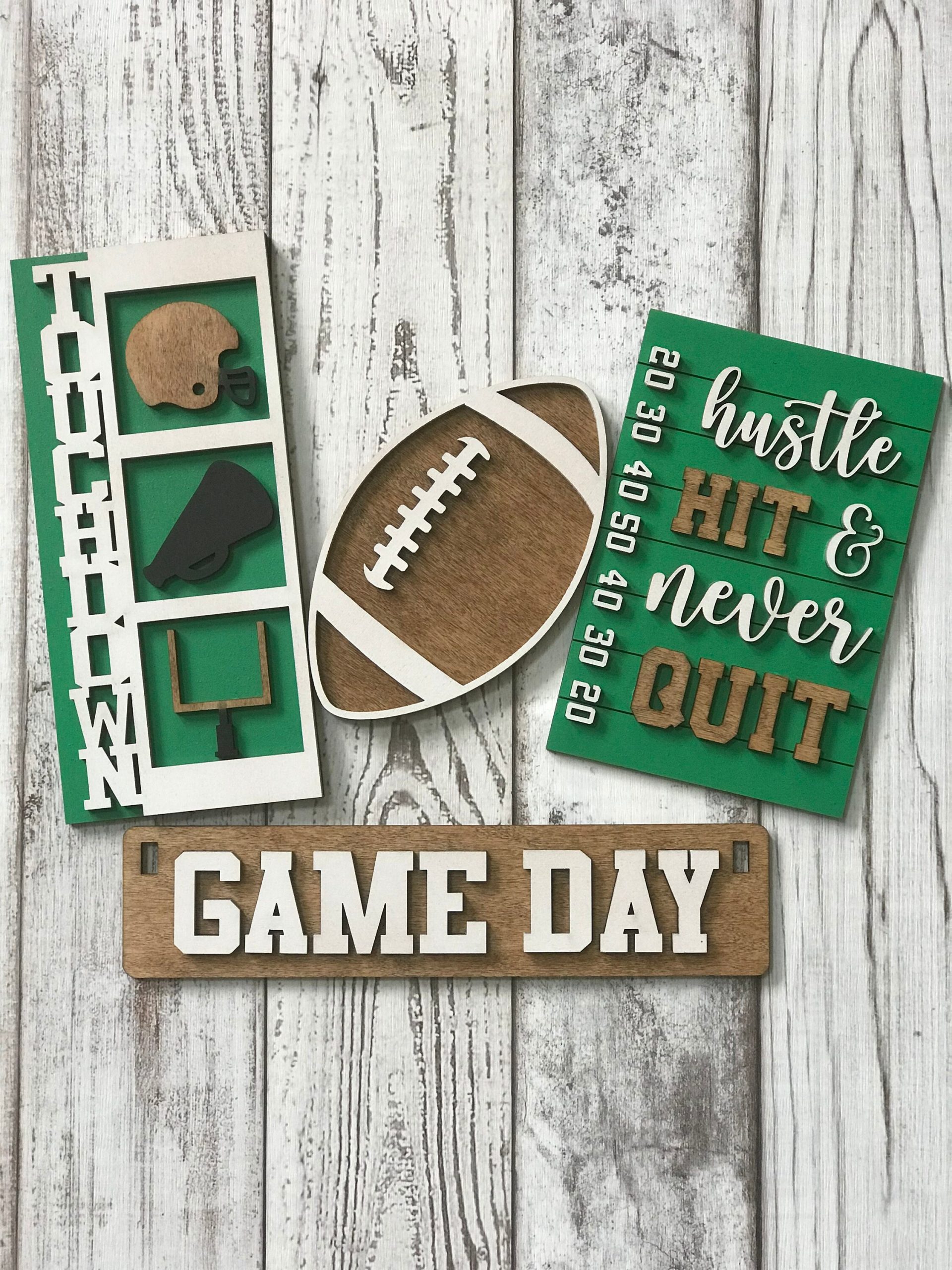 Game Day - Football Interchangeable Shelf Sitter, Wood Wagon, Raised Shelf, Wood Crate, Mantel Decor, Shelf Sitter, Athlete Decor - Football - Image 2