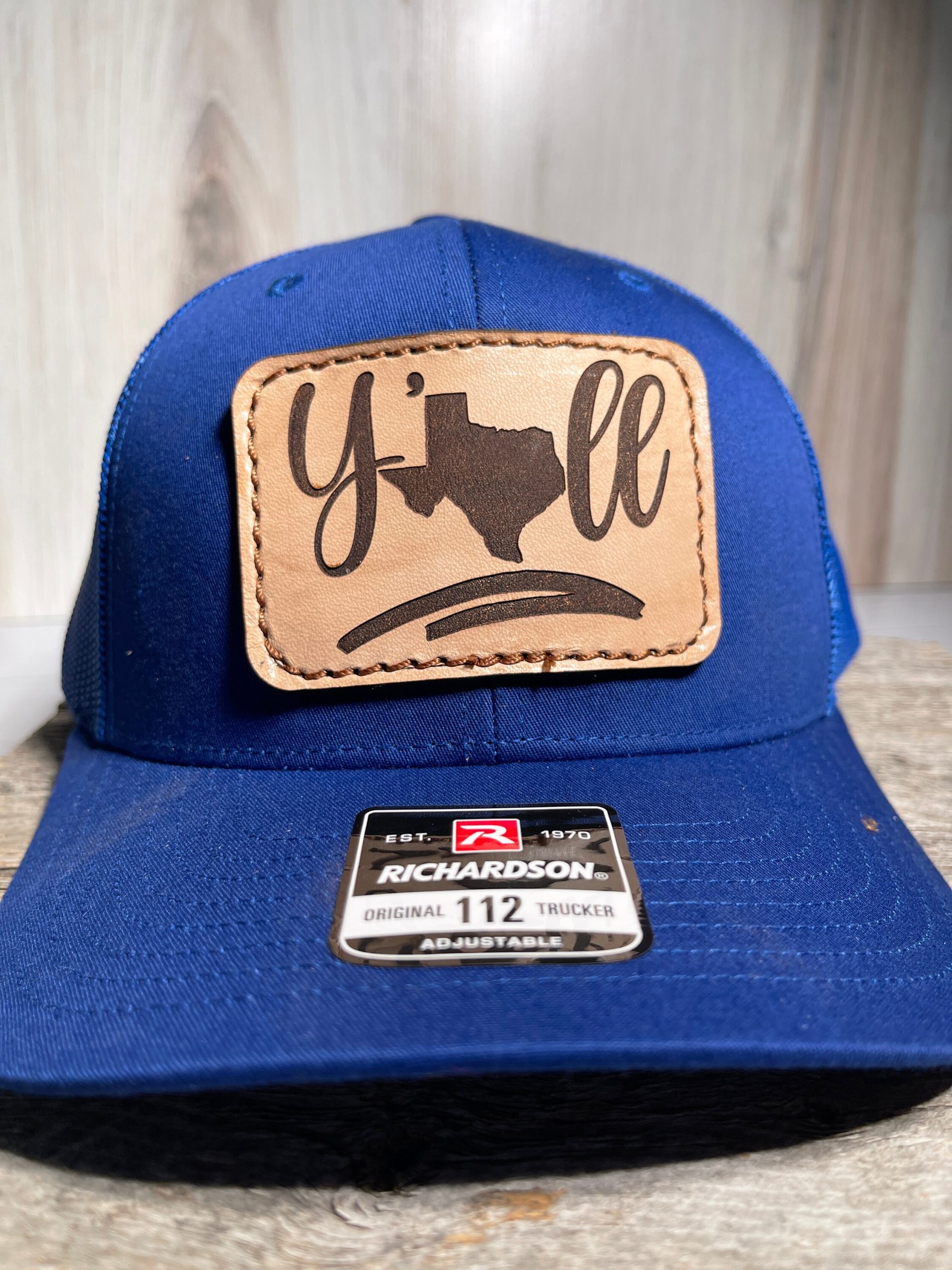 Y'all, Richardson 112 Hat, Real Leather Engraved Patch Sewn On Patch, 112 Richardson Cap, Snapback, Lone Star, Texas Gift, Trucker Style Hat - Image 2