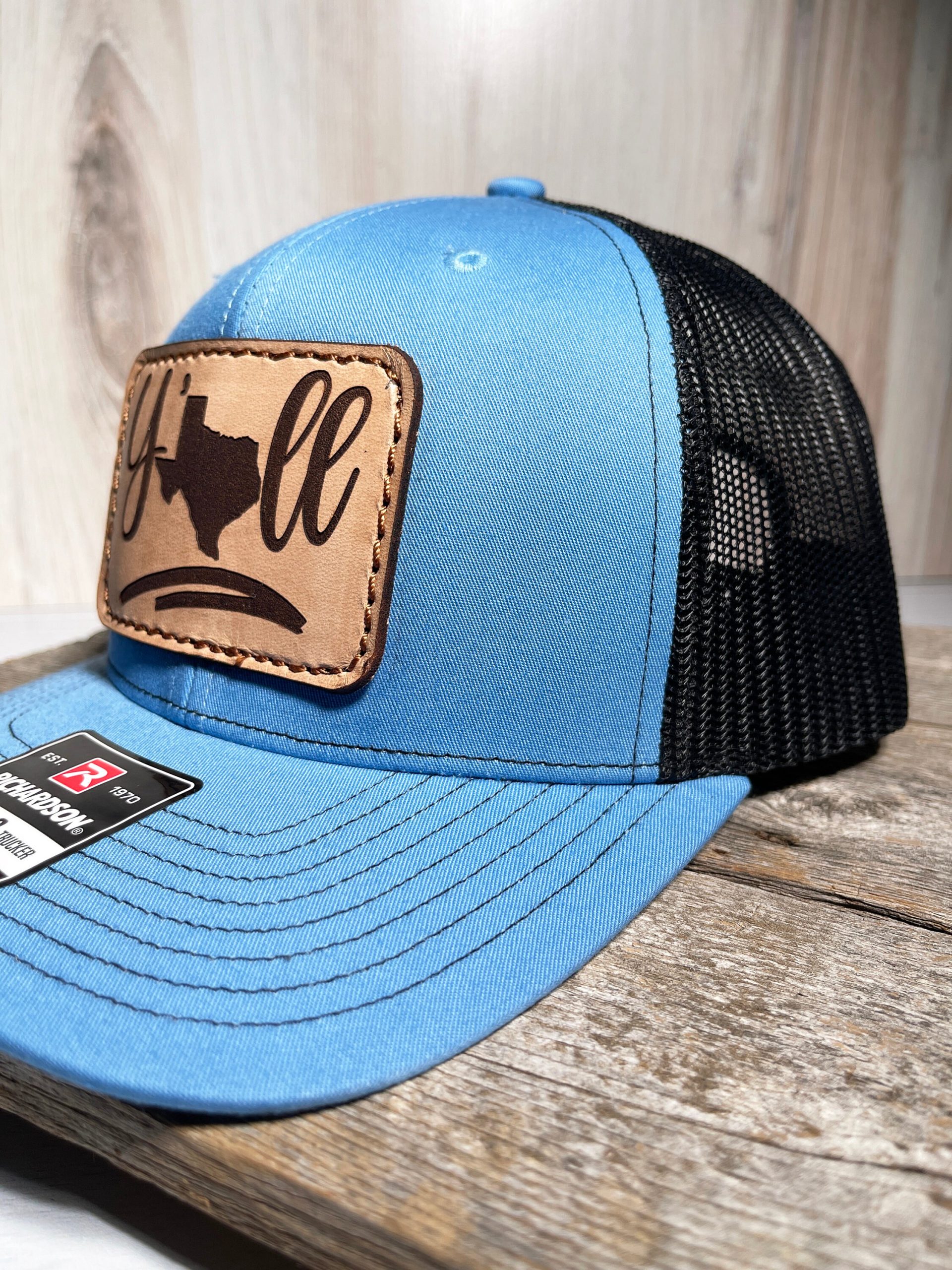 Y'all, Richardson 112 Hat, Real Leather Engraved Patch Sewn On Patch, 112 Richardson Cap, Snapback, Lone Star, Texas Gift, Trucker Style Hat - Image 4
