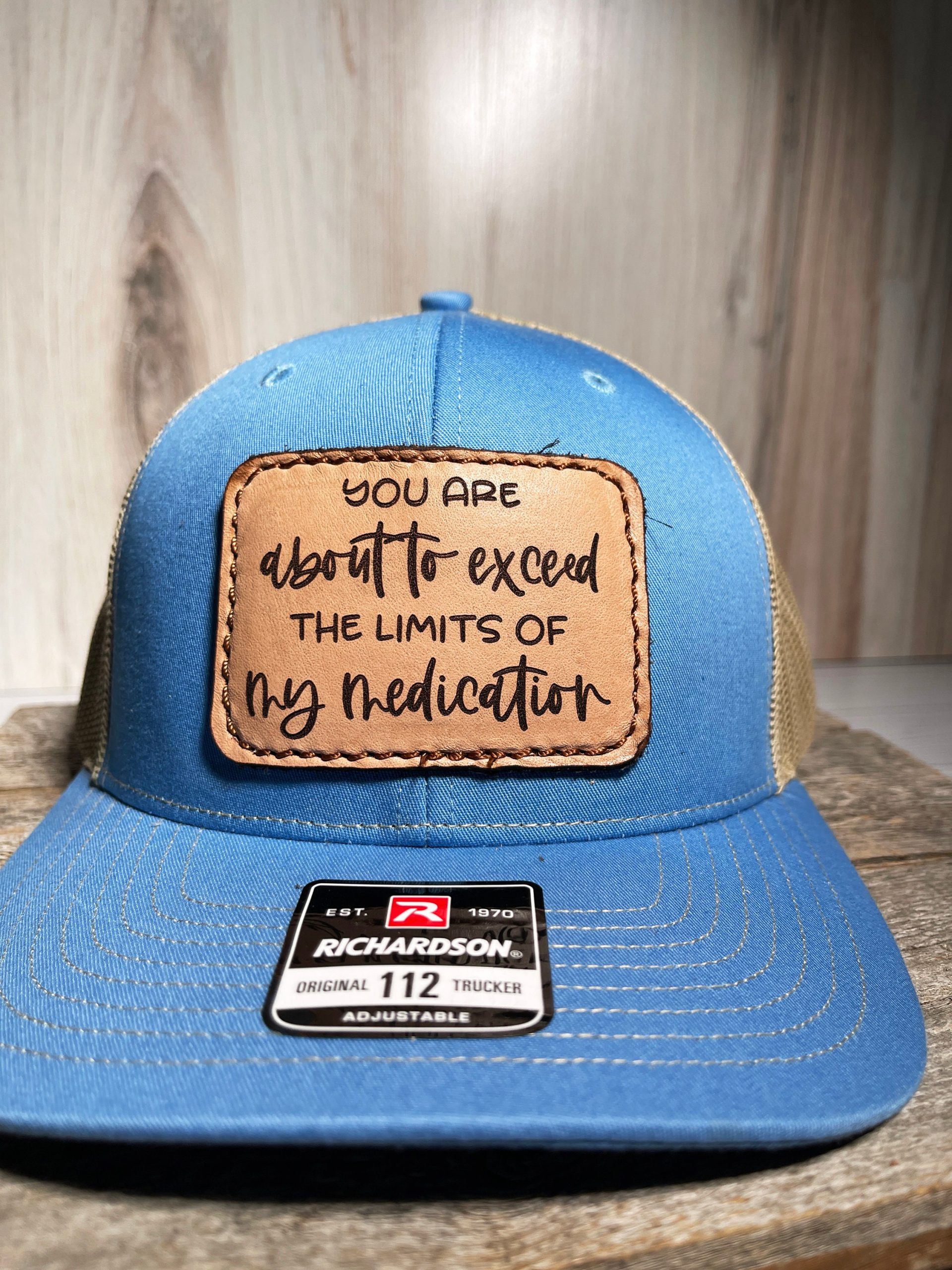 You Are About To Exceed The Limits - Real Leather Patch Hat, Sewn On Patch, Engraved Leather Patch, Richardson 112 Snapback Cap, Trucker Hat - Image 6