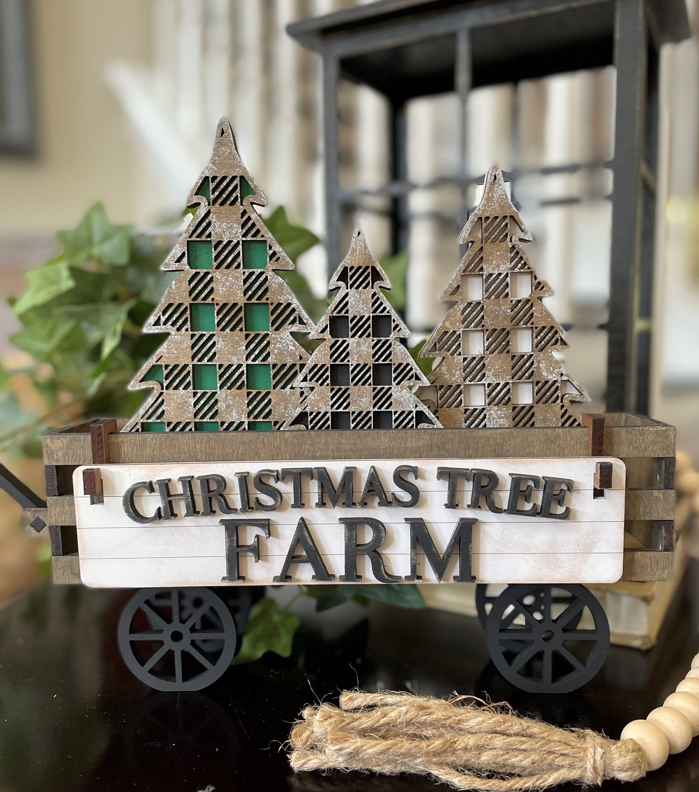 Christmas Tree Farm Interchangeable Shelf Sitter, Wood Wagon, Raised Shelf, Wood Crate, Mantel Decor, Shelf Sitter, Christmas/Winter Decor,
