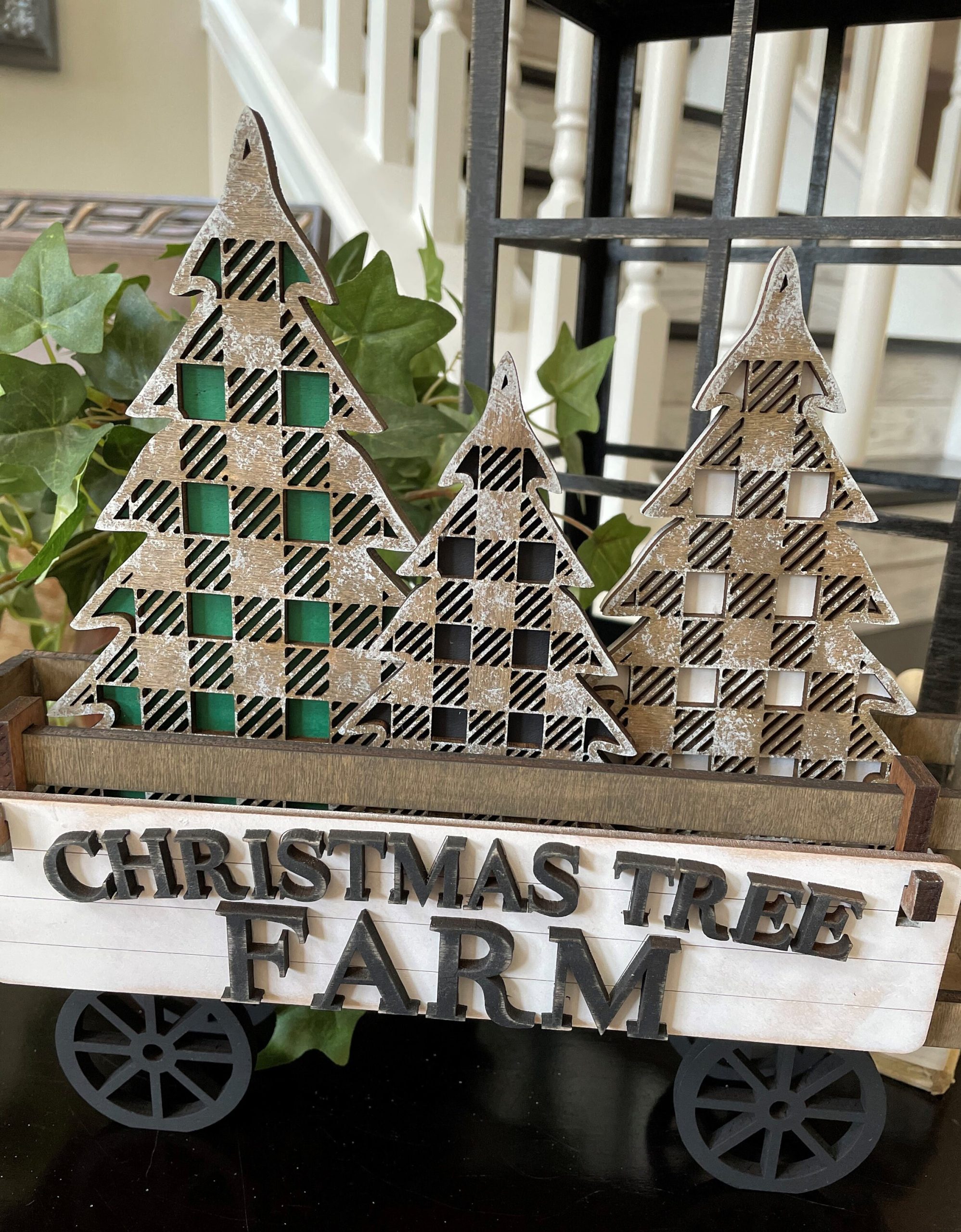 Christmas Tree Farm Interchangeable Shelf Sitter, Wood Wagon, Raised Shelf, Wood Crate, Mantel Decor, Shelf Sitter, Christmas/Winter Decor, - Image 3
