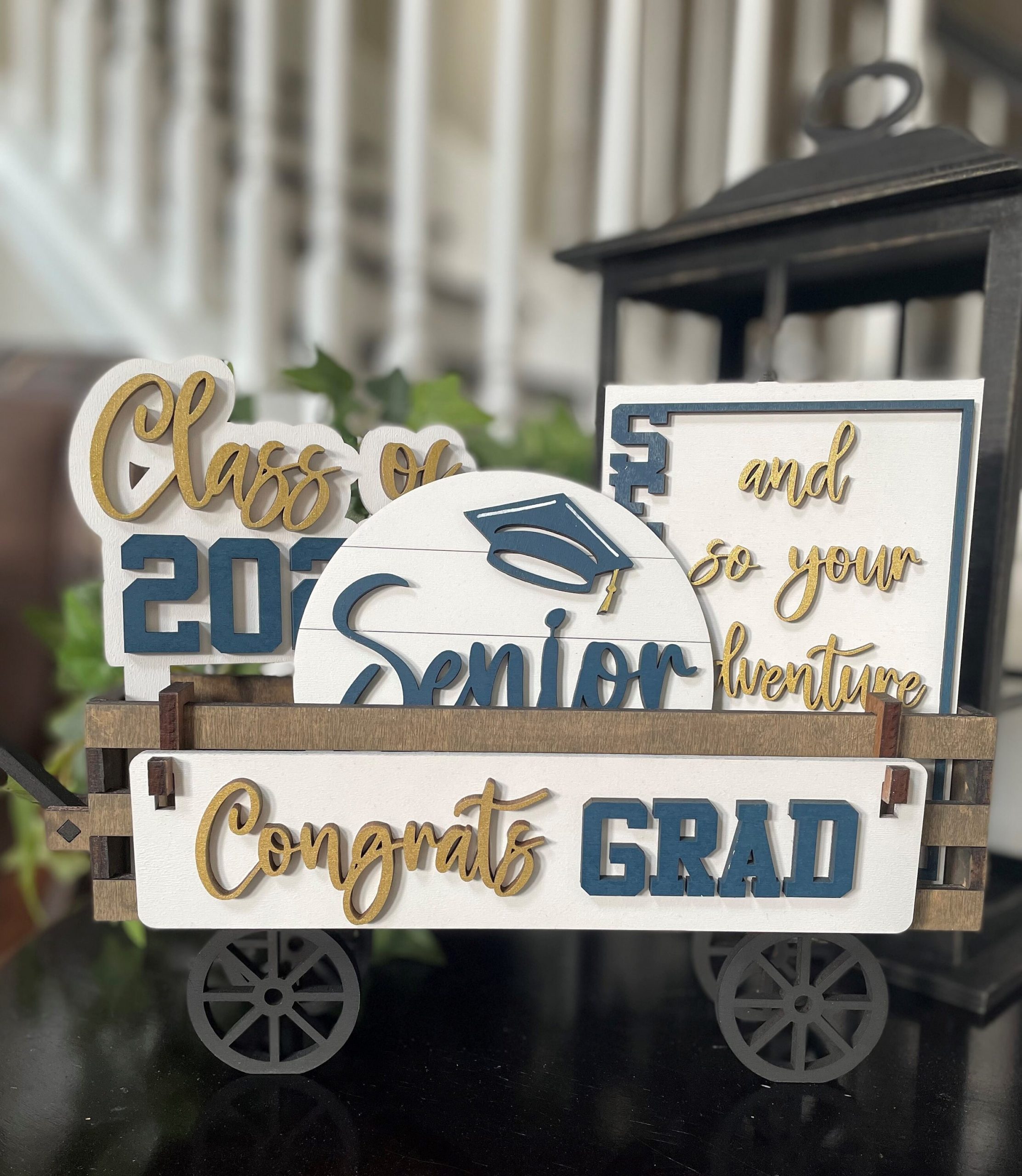 Congrats Grad-Graduation Interchangeable Shelf Sitter, Wood Wagon, Raised Shelf, Wood Crate, Mantel Decor, Shelf Sitter, Student Decor