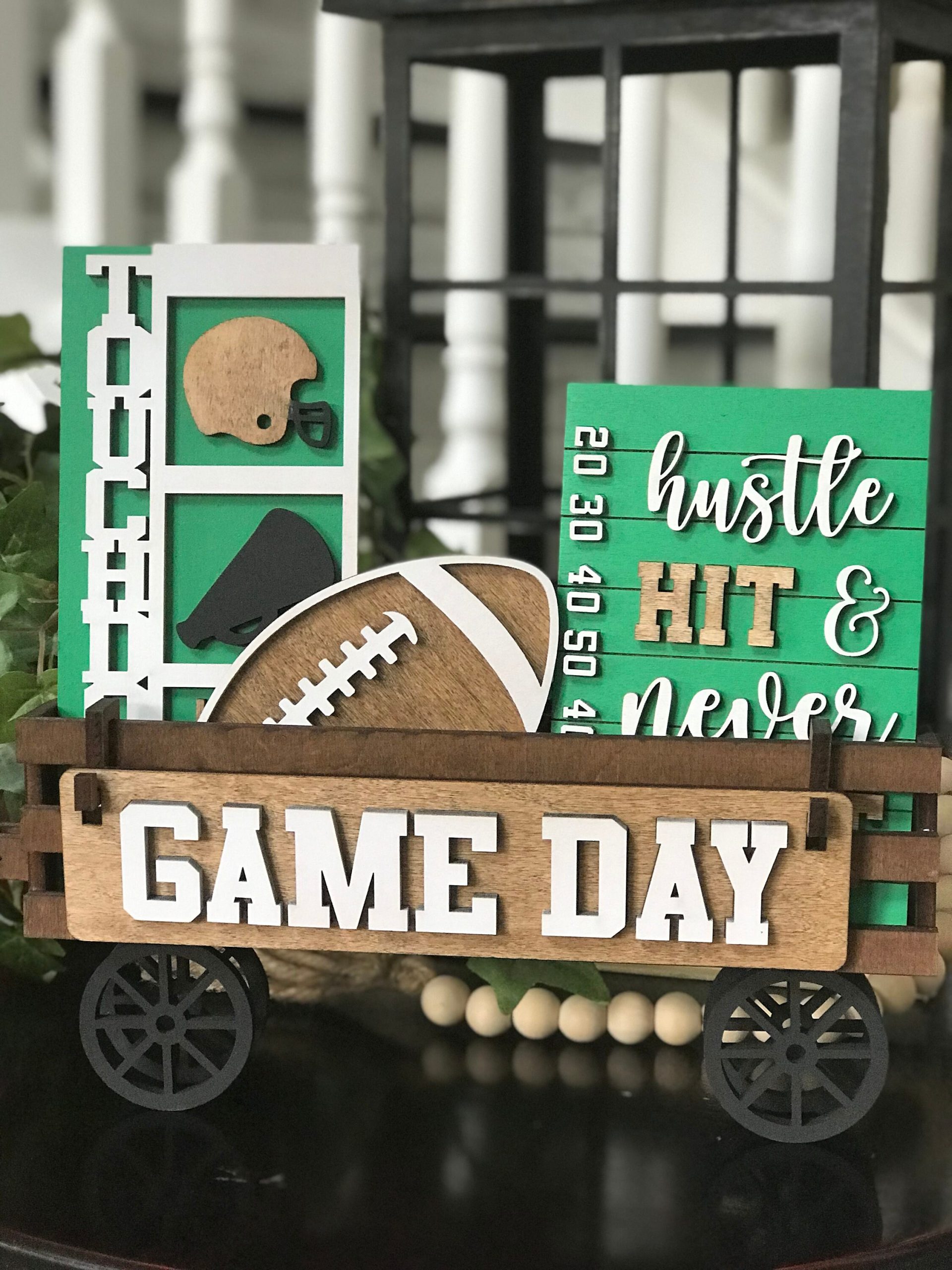 Game Day - Football Interchangeable Shelf Sitter, Wood Wagon, Raised Shelf, Wood Crate, Mantel Decor, Shelf Sitter, Athlete Decor - Football - Image 3