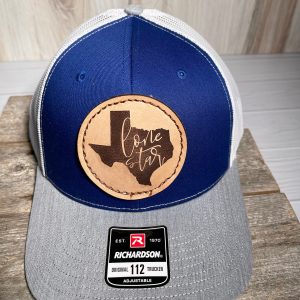 Lone Star Texas Pride Real Leather Patch Hat, Sewn On Patch, Laser Engraved Leather Patch, Richardson 112 Snapback Trucker Cap, Trucker Hat