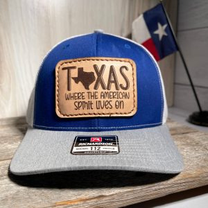 Texas Pride Real Leather Patch Hat, Sewn On Patch, Laser Engraved Leather Patch, Richardson 112 Snapback Trucker Cap, Trucker Hat, American