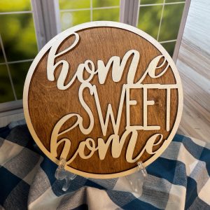 DIY Home Sweet Home Round Sign, 2 Piece Easy Craft, Multiple Sizes, Paint & Assemble Yourself, Wood Craft Kit, DIY Home Decor, Wreath Insert