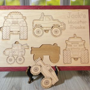 Personalized Monster Truck Paint Yourself Wood Puzzle, DIY Puzzle for Kids, Gift for Truck Lover, Gift for Kids, Gift for Boy, Wood Puzzle