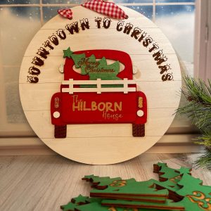 Personalized Countdown to Christmas Sign, Red Truck Christmas Sign, Christmas Tree Advent Calendar, Christmas Countdown, Gift for Family