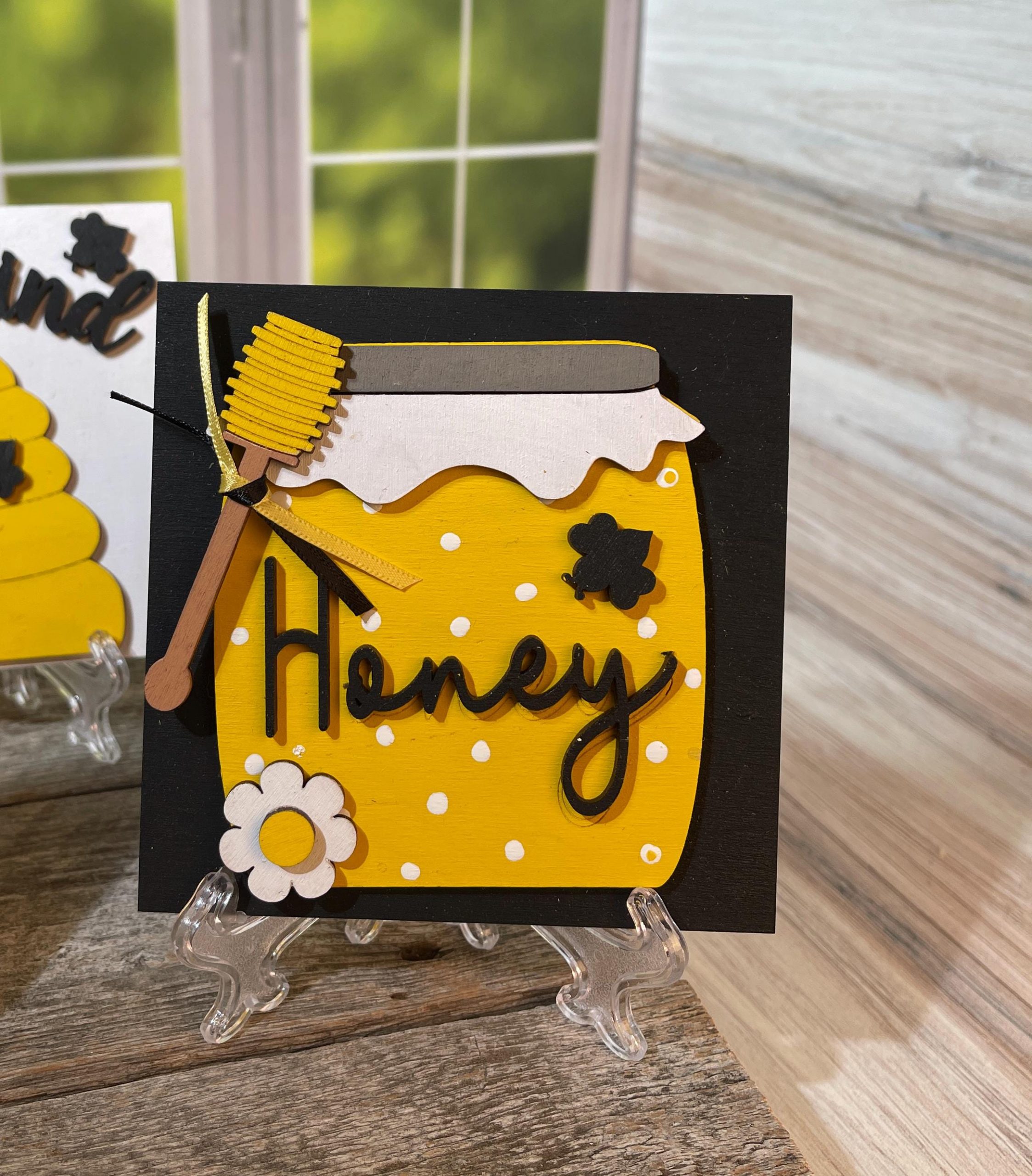 Bee-Themed DIY Wood Kit or Finished Decor – 6"x6" Squares – Honey Pot, Bee Kind Hive, and Queen Bee Herself - Bee Decor, Gift for Crafter - Image 4