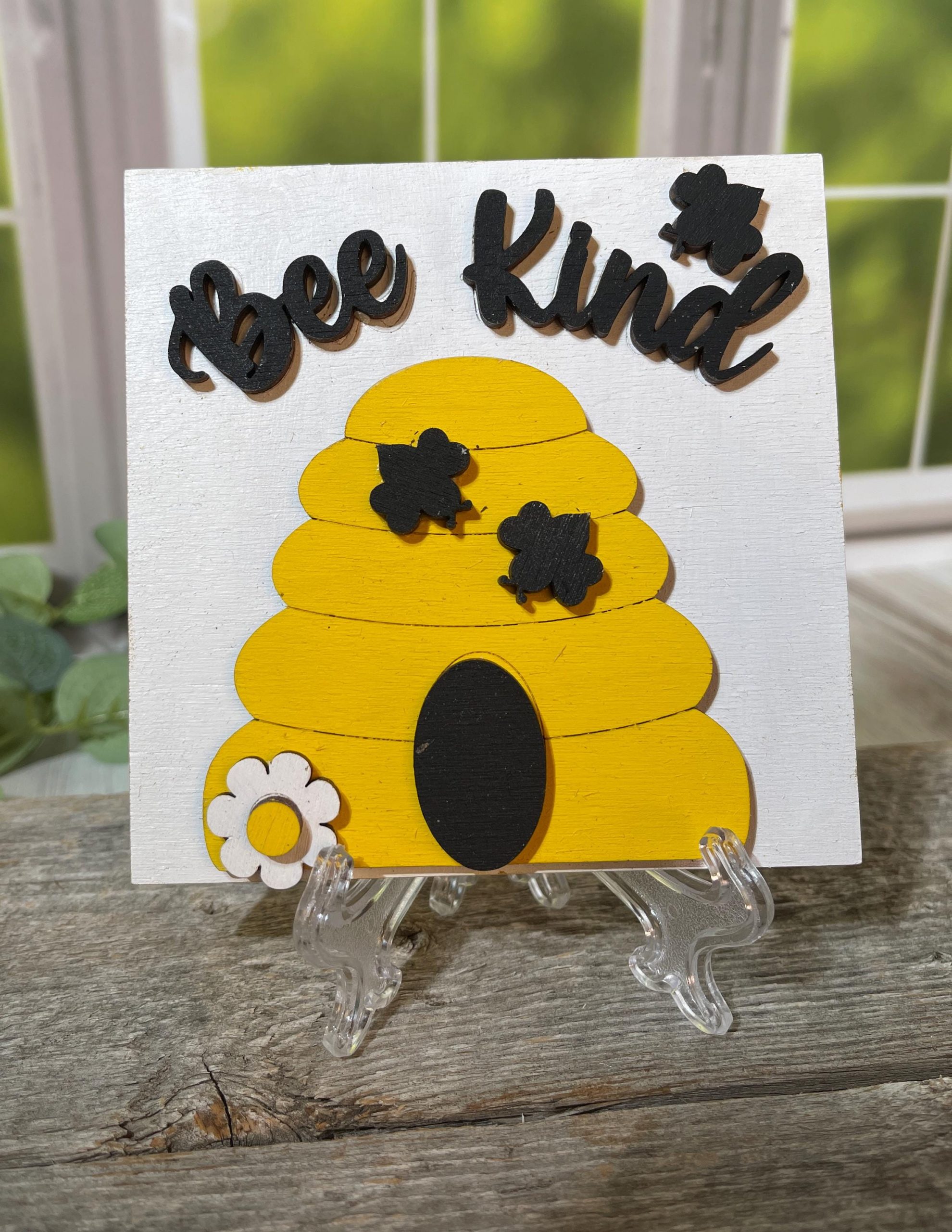 Bee-Themed DIY Wood Kit or Finished Decor – 6"x6" Squares – Honey Pot, Bee Kind Hive, and Queen Bee Herself - Bee Decor, Gift for Crafter - Image 5