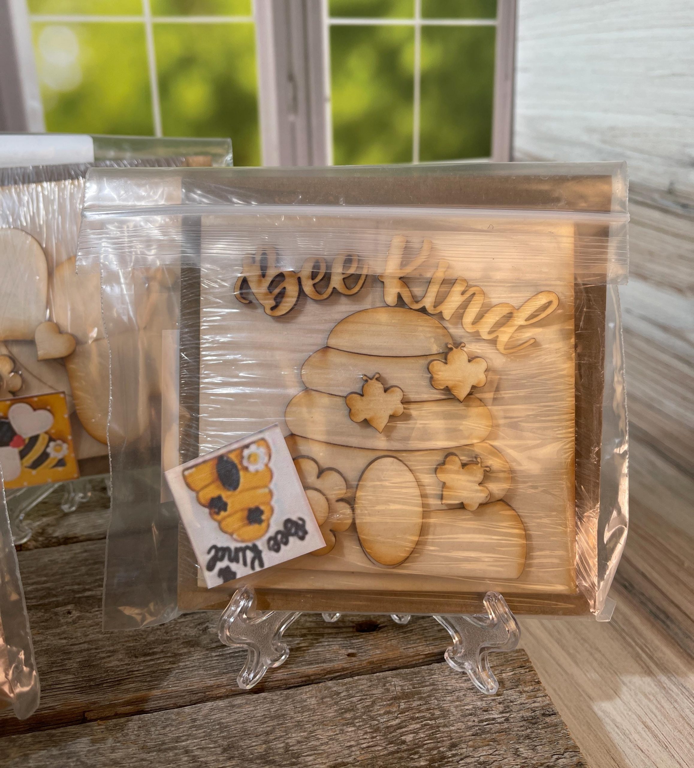 Bee-Themed DIY Wood Kit or Finished Decor – 6"x6" Squares – Honey Pot, Bee Kind Hive, and Queen Bee Herself - Bee Decor, Gift for Crafter - Image 8