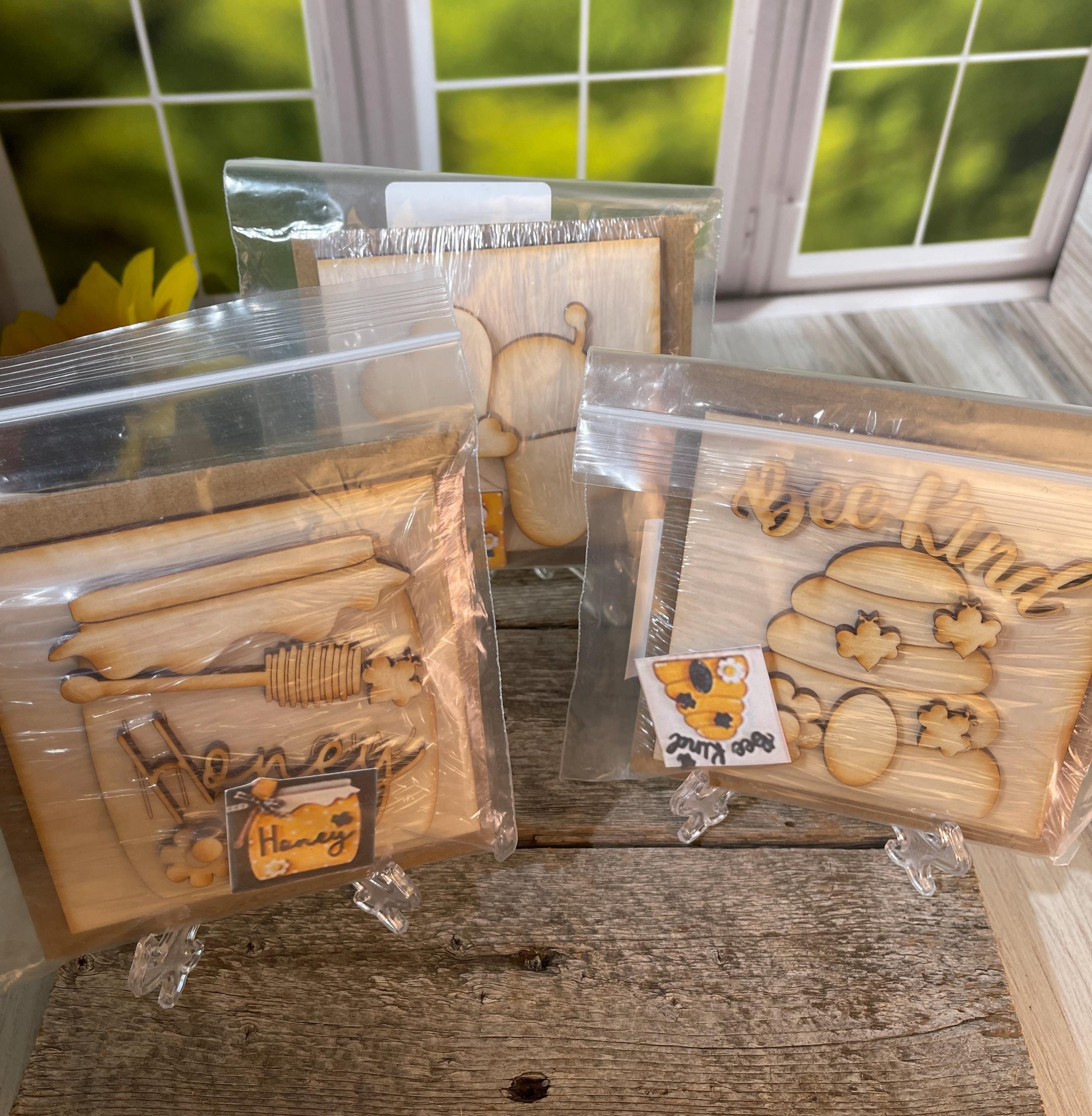 Bee-Themed DIY Wood Kit or Finished Decor – 6"x6" Squares – Honey Pot, Bee Kind Hive, and Queen Bee Herself - Bee Decor, Gift for Crafter - Image 6