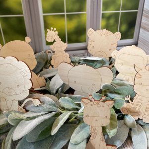 Baby Animals Wood Cutouts - Lion, Tiger, Giraffe Elephant - Craft Projects, Unfinished Wood Cut Outs, Kids Room Nursery, DIY Paint Your Self