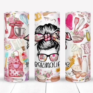 Baking Life Tumbler With Lid, Stainless Steel Skinny Tumbler, 20 oz tumbler, Gift for Her, Baking Tumbler, Baking, Baking Life