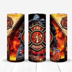 Firefighter Tumbler, Fireman Tumbler, Personalized Tumbler, 20 oz tumbler, SS Tumbler, Skinny Tumbler, Zippered Firefighter Tumbler