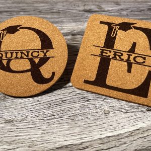 Graduation Monogrammed Personalized Cork Drink Coasters, Graduation Initial Coaster, Cork Coaster, Gift For Grad, Graduation Party Coaster