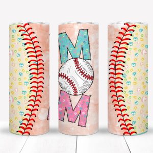 Baseball Mom floral Tumbler with Lid, Stainless Steel Skinny Tumbler, 20 oz tumbler, Gifts for Mom, Baseball, Sports, Players, Baseball Mom