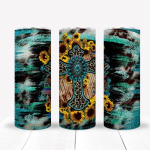 Southwest Tumbler, Leopard, Heart Cactus Tumbler, Skinny Tumbler, Personalized Tumbler, 20 oz tumbler, Gift For Her, Western Tumbler