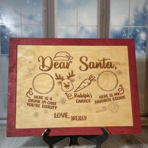 Personalized "Dear Santa" Tray, Custom Wood Christmas Eve Tray, Family Tradition Christmas Tray, Santa's Milk and Cookie Tray, Wood Tray